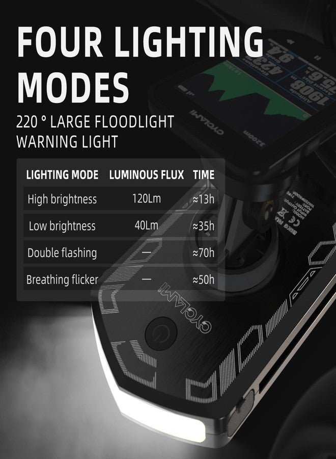 CYCLAMI Bike Front Light, Bicycle Safety Light Compatible with Garmin Bike Computers, 5000mAh Daylight 220° Wide-Angle Light with 4 Modes IPX6 Waterproof Type-C Front Bicycle Lights Cycling Headlight - Image 5