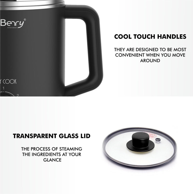 KenBerry Handy Cook Multipurpose Stainless Steel Electric Kettle | Multi Kettle | Multi Cooker | Travel Kettle | Make Infant Food, Instant Food, Tea, (1.65 L, Steel/Black) - Image 3