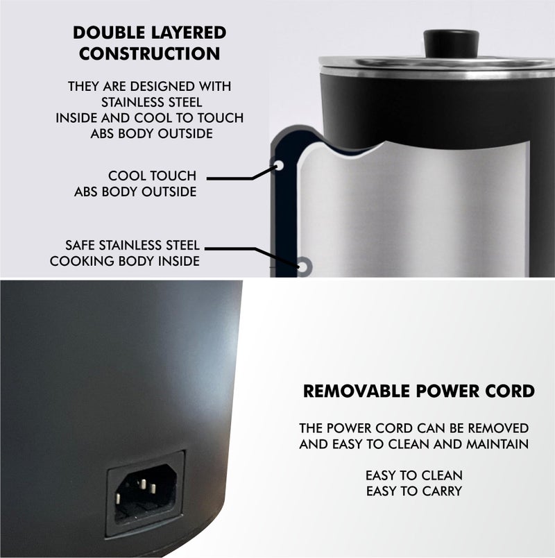 KenBerry Handy Cook Multipurpose Stainless Steel Electric Kettle | Multi Kettle | Multi Cooker | Travel Kettle | Make Infant Food, Instant Food, Tea, (1.65 L, Steel/Black) - Image 4