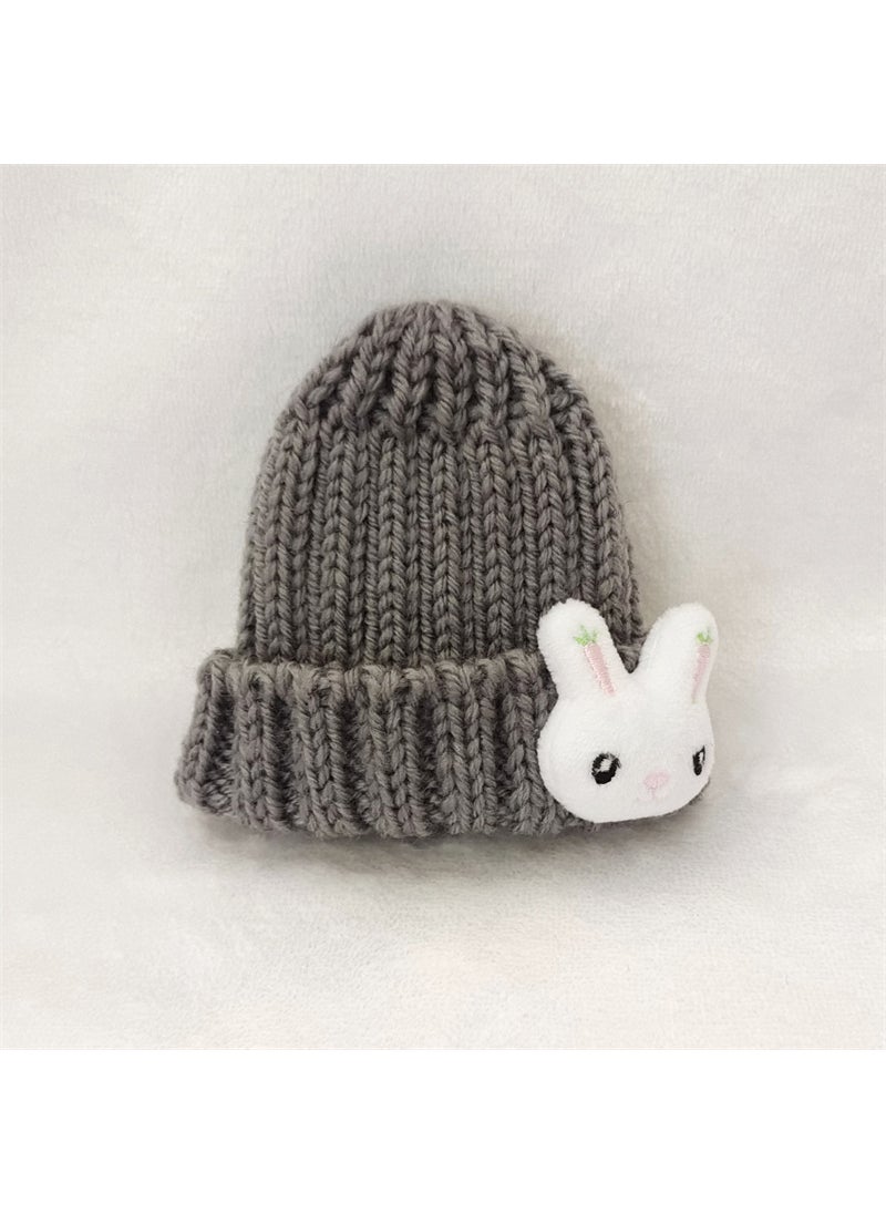 Labubu Hat 15cm Plush Doll Accessory Grey bunny hat single piece 