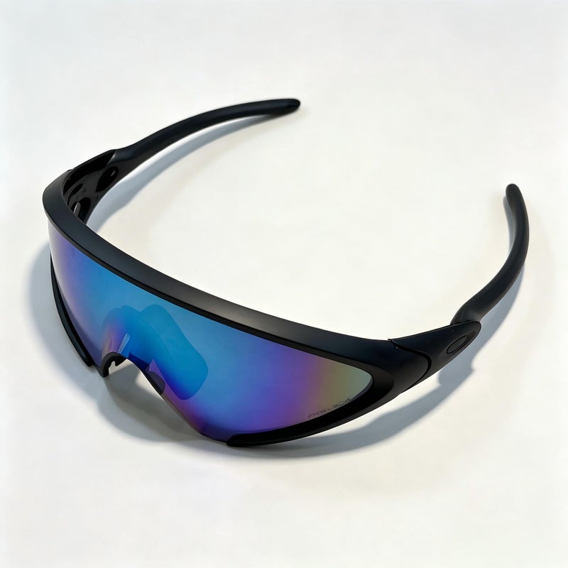 Oakley Matte Black Wrap Around Sports Sunglasses Ice Crystal Blue Lenses Revo Prizm Polarized Sunglasses UV400 Cycling Driving Shades for Men Windproof Anti-Glare - Image 4
