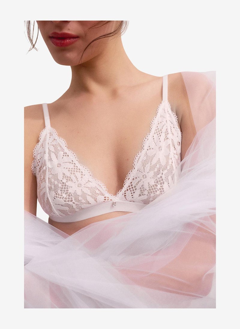 Penti Women Triangle Lace White Wireless Bra - Image 3