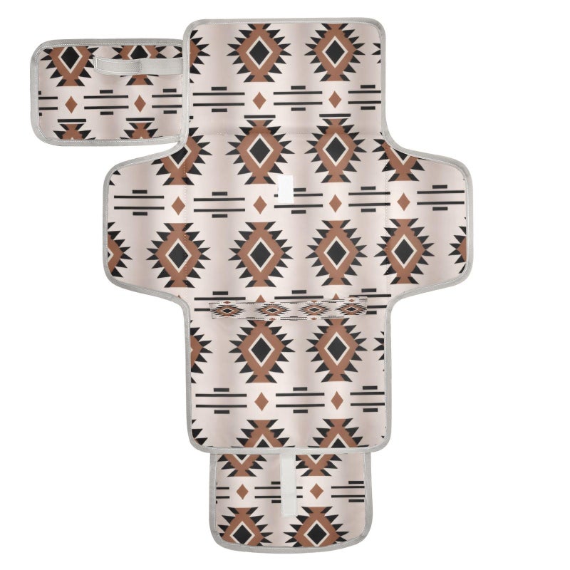 WELLDAY Western Aztec Geometric Baby Changing Pad Waterproof Diaper Changing Pad with Builtin Pillow Portable Travel Changing Mat for Newborn Girl Boy - Image 2