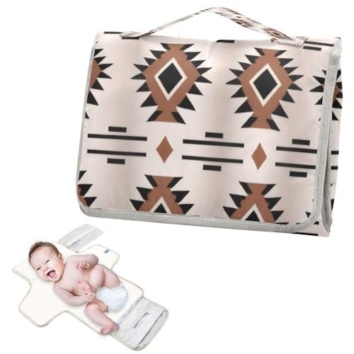 WELLDAY Western Aztec Geometric Baby Changing Pad Waterproof Diaper Changing Pad with Builtin Pillow Portable Travel Changing Mat for Newborn Girl Boy - Image 3