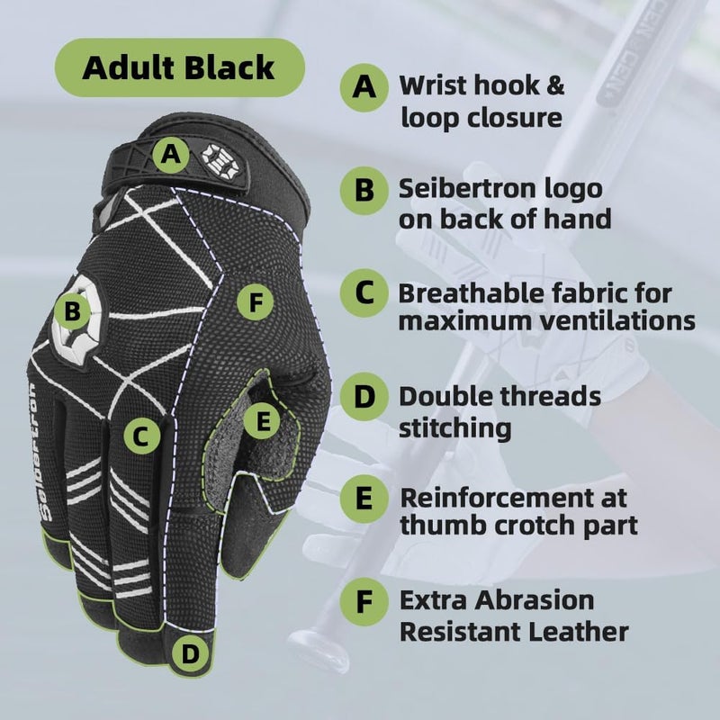 Seibertron B-A-R PRO 2.0 Signature Baseball + Softball + Teeball Batting Gloves Super Grip Finger Multiple 11 Sizes + 5 Colors Available Fit Adult Youth Kids Boys Girls Mens Women - Image 2