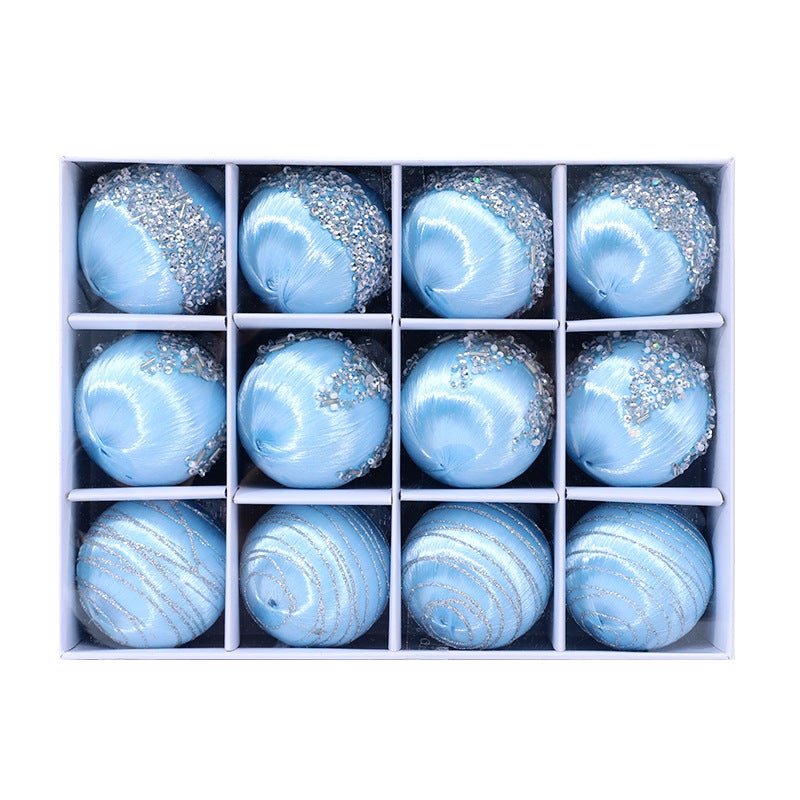 2024 Christmas Silk Ornaments, Tree Decoration Balls Light blue 