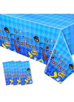 HOWAF 3Pcs Happy Father'S Day Tablecloth Plastic Fathers Day Party Table Coverdisposable Plastic Rectangular Table Covers For Home Men Family Prom Fathers Day Party Supplies51.2 X 86.6 Inch  - Image 1