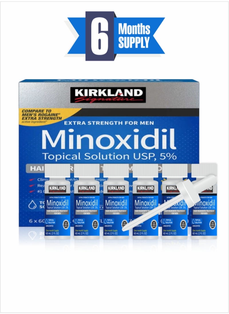 Kirkland Signature - Minoxidil USP 5% – Effective Scalp Treatment for Men, 6-Month Pack (6pcs) - Image 1