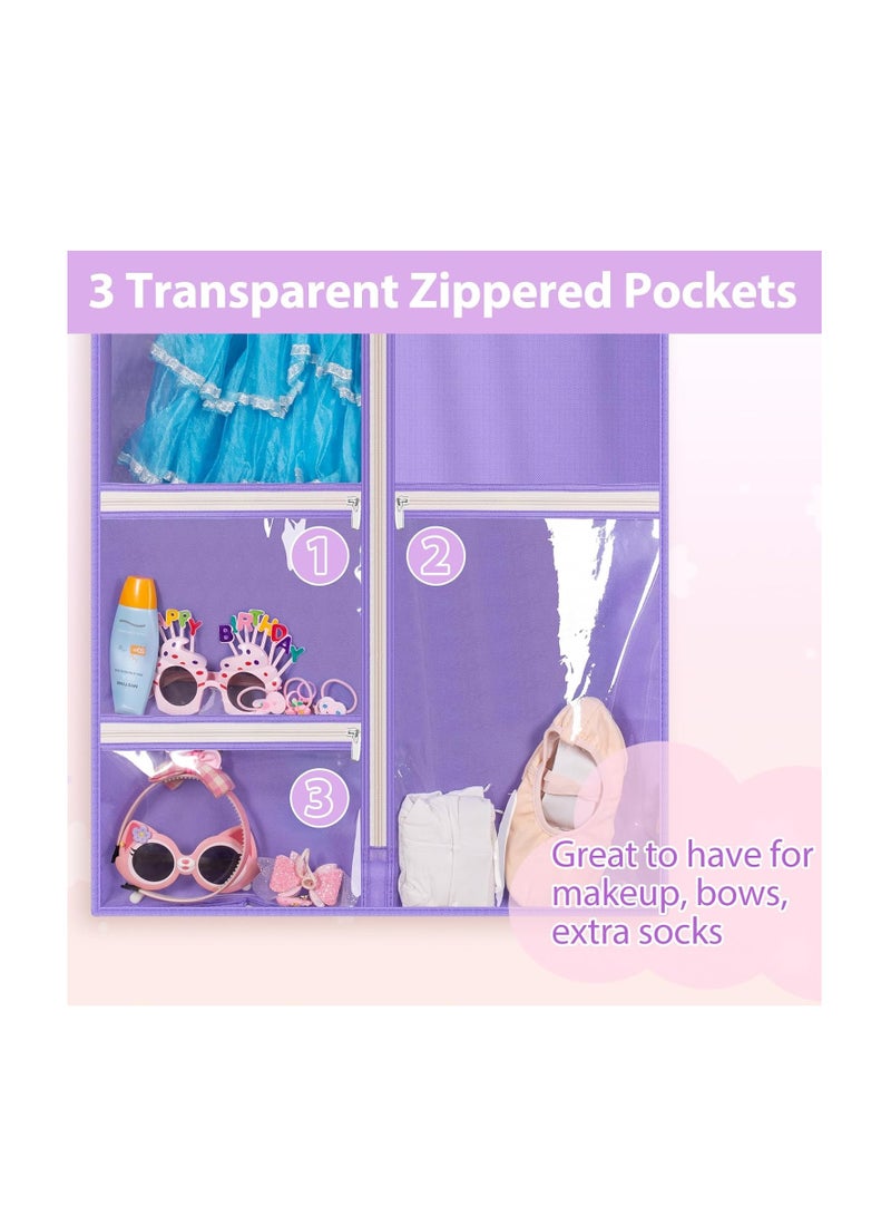 SYOSI Kids Garment Bags, Dance Garment Bags, 3 Packs 40" Hanging Dance Costume Garment Bag, with 3 Zippered Pockets, Storage for Girls Competition for Dancers, Storing Shoes, Bows, Hair Ties, Travel, Purple - Image 3