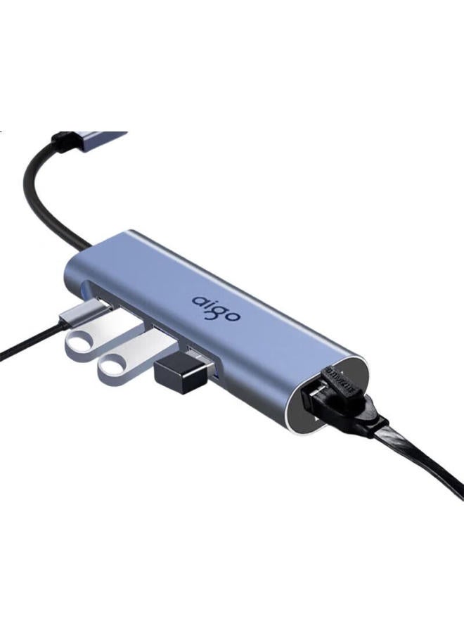 Aigo Type-C To Rj45 Gigabit Ethernet Adapter, Network Cable Converter, Laptop Docking Station, Usb-C Hub Expansion Dock R03C (Metal) - Image 2