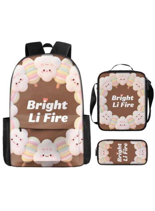 واضح من النار حقيبة كرتونية من ثلاث قطع، يسهل التعامل معها في مناسبات مختلفة (متوفرة للطلاب والأطفال والأصدقاء في النزهايات وتسلق الجبال والتعليم المدرسي وما إلى ذلك) | الكتفين + حقائب اليد + حقائب القرطاسية | موسم العودة إلى المدرسة / هدايا المهرجان - 118 - Image 2