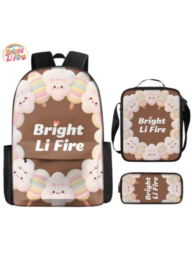 واضح من النار حقيبة كرتونية من ثلاث قطع، يسهل التعامل معها في مناسبات مختلفة (متوفرة للطلاب والأطفال والأصدقاء في النزهايات وتسلق الجبال والتعليم المدرسي وما إلى ذلك) | الكتفين + حقائب اليد + حقائب القرطاسية | موسم العودة إلى المدرسة / هدايا المهرجان - 118 - Image 1