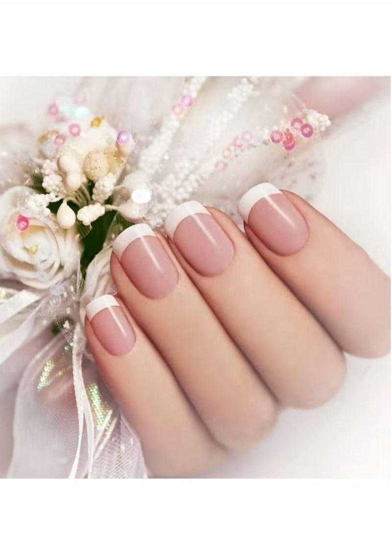 72 Sheets French Manicure Nail Art Stickers With Self-adhesive Nail Sticker Tips For Manicure Decoration DIY Tools (Moon Shape Design) White Half-Moon Shaped Manicure - Image 2