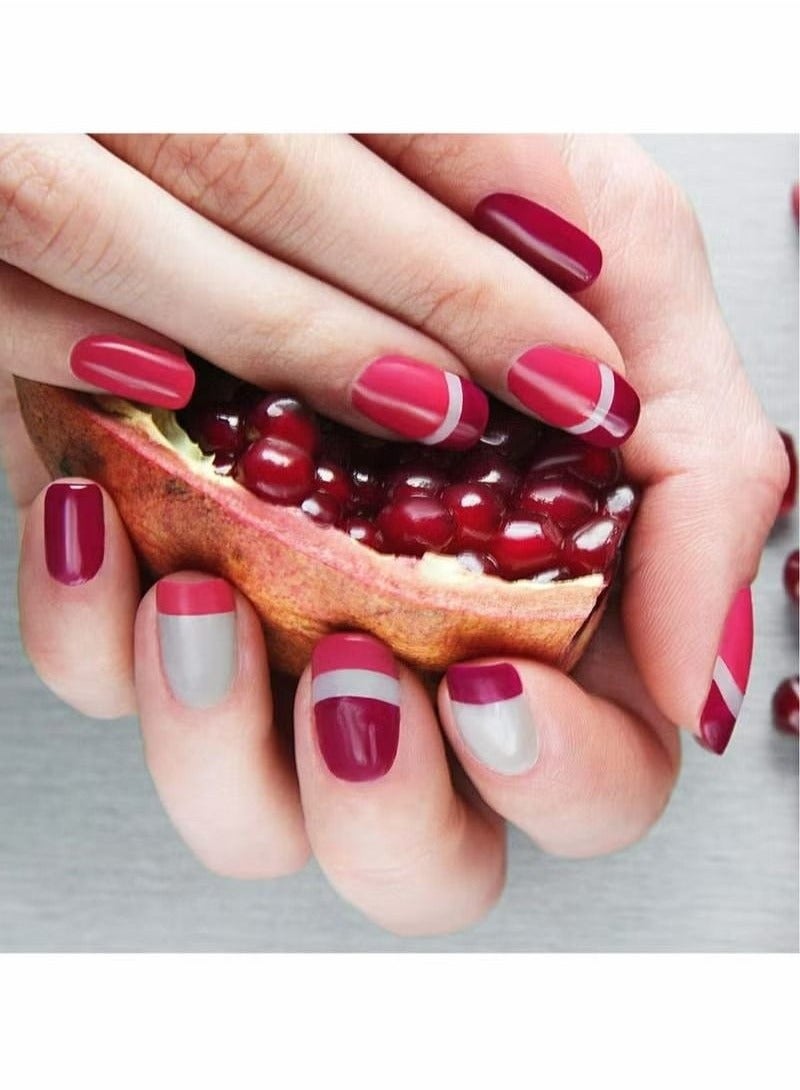 72 Sheets French Manicure Nail Art Stickers With Self-adhesive Nail Sticker Tips For Manicure Decoration DIY Tools (Moon Shape Design) White Half-Moon Shaped Manicure - Image 5