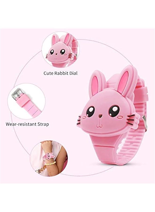 Xspring Kids Watches, Girls Digital Watch with Clamshell Design, Rabbit Shape Kids Watch, Fashion Silicone Band Watch, Cartoon LED Digital Watch, Gifts for Girls Age 2-8 - Image 5