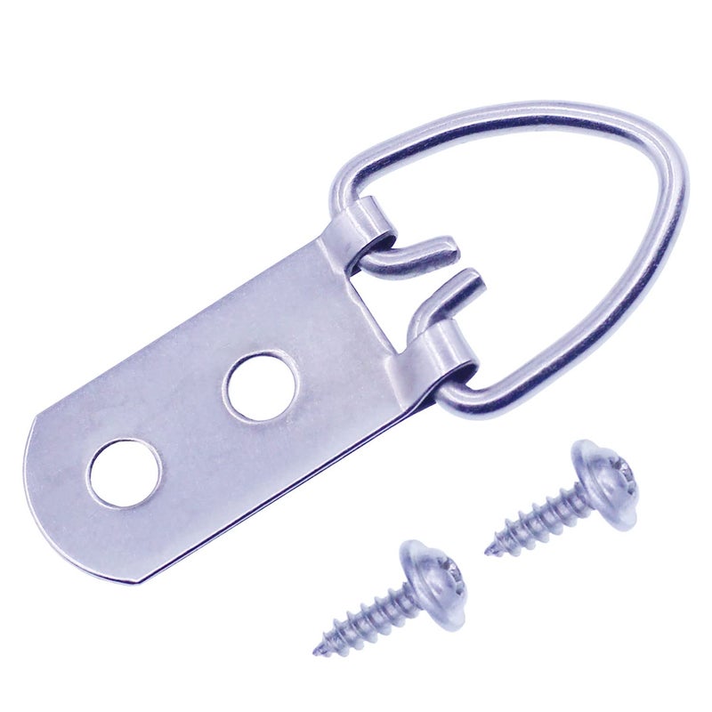 GUSSKER Heavy Duty D-Ring Picture Hangers with Screws, 30 Pcs Large Wide D Ring Picture Hanging Hardware, 2 Holes Picture Hooks for Mirror, Clock, Decoration, Paintings, Artwork Picture Frame - Image 1