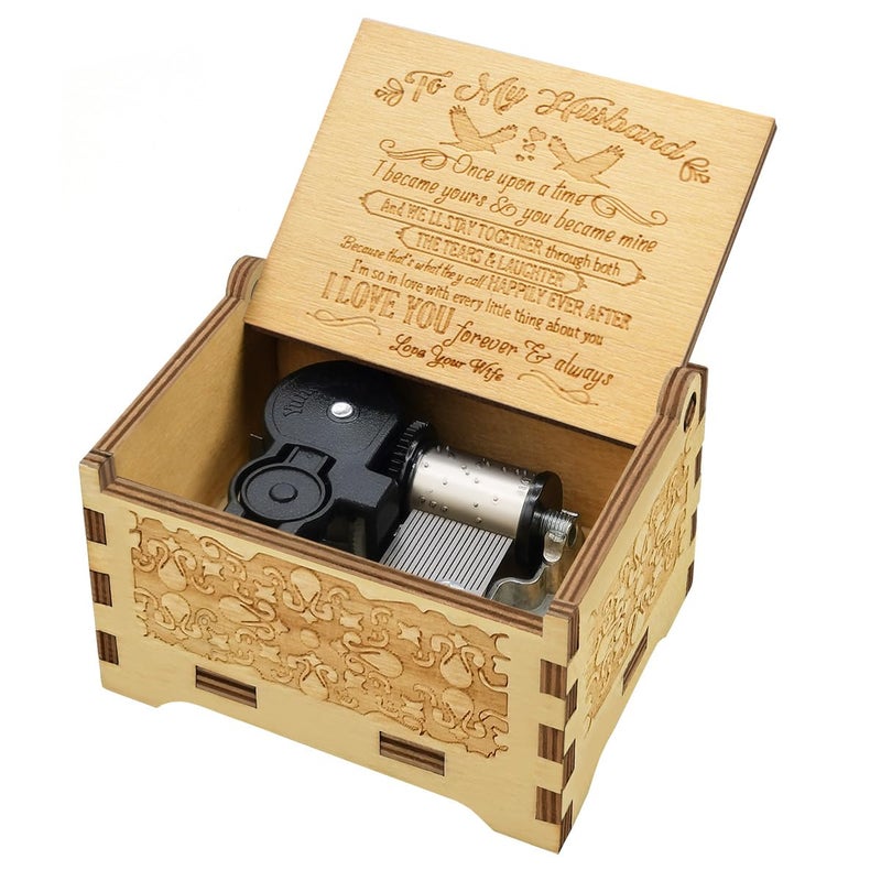 Sooharic صندوق موسيقي سوهاريك هدايا للزوج نقش عتيق صندوق موسيقي خشبي آلية أشعة الشمس