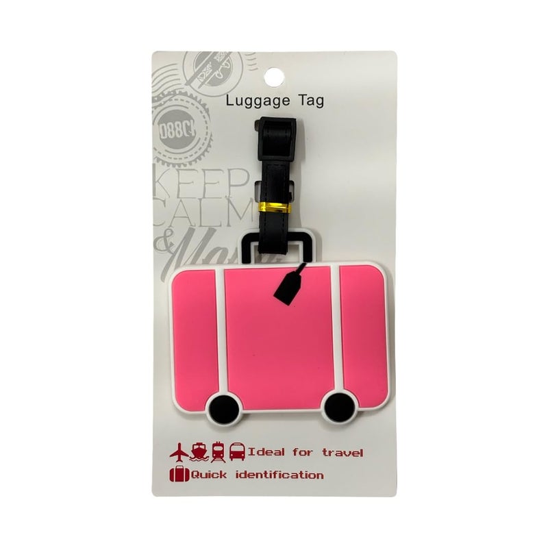 Eitheo بطاقات أمتعة للأطفال بطاقات أمتعة مع اسم وعنوان | بطاقات أمتعة سيليكون للحقائب، بطاقات لتحديد حقائب السفر/حقائب المدرسة ملونة متعددة (حقيبة سفر وردية) - Image 4