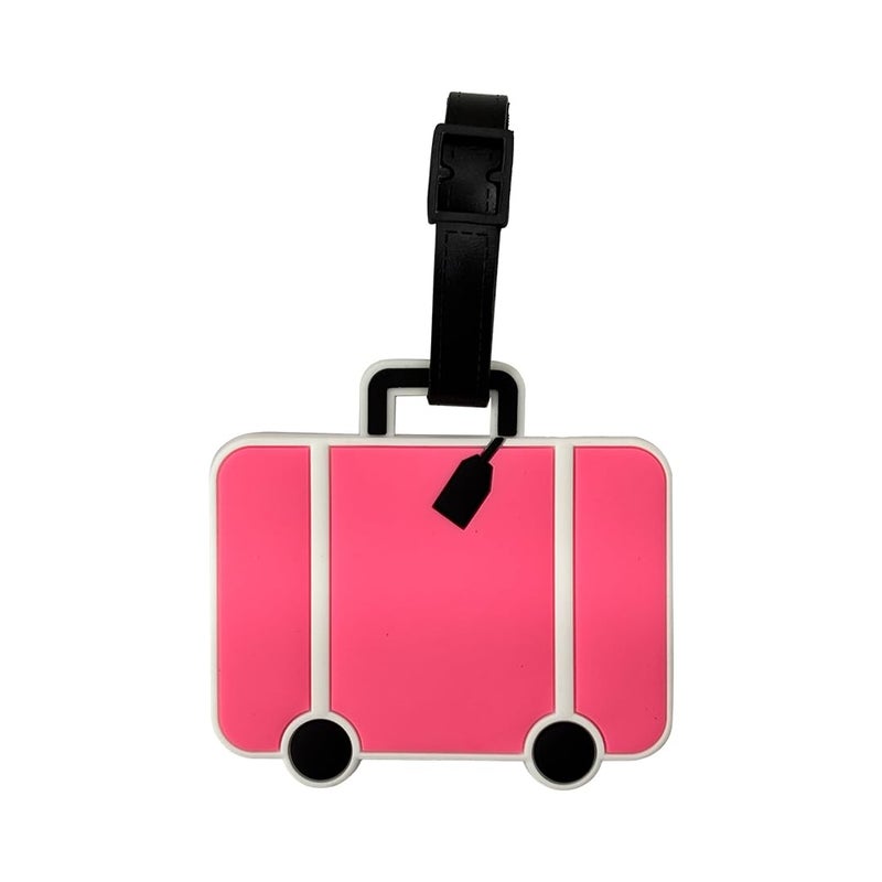 Eitheo بطاقات أمتعة للأطفال بطاقات أمتعة مع اسم وعنوان | بطاقات أمتعة سيليكون للحقائب، بطاقات لتحديد حقائب السفر/حقائب المدرسة ملونة متعددة (حقيبة سفر وردية) - Image 1