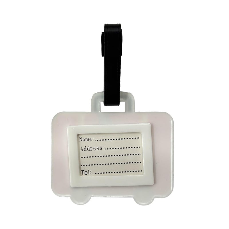 Eitheo بطاقات أمتعة للأطفال بطاقات أمتعة مع اسم وعنوان | بطاقات أمتعة سيليكون للحقائب، بطاقات لتحديد حقائب السفر/حقائب المدرسة ملونة متعددة (حقيبة سفر وردية) - Image 5