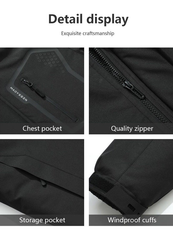 MAOYSSEN Men's Winter Ski Snow Jacket - Warm Fleece Lined Parka, Water-Resistant Raincoat For Cold Outdoor Sports, Black, XL - Image 5