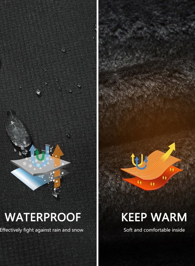 MAOYSSEN Men's Winter Ski Snow Jacket - Warm Fleece Lined Parka, Water-Resistant Raincoat For Cold Outdoor Sports, Black, XL - Image 4