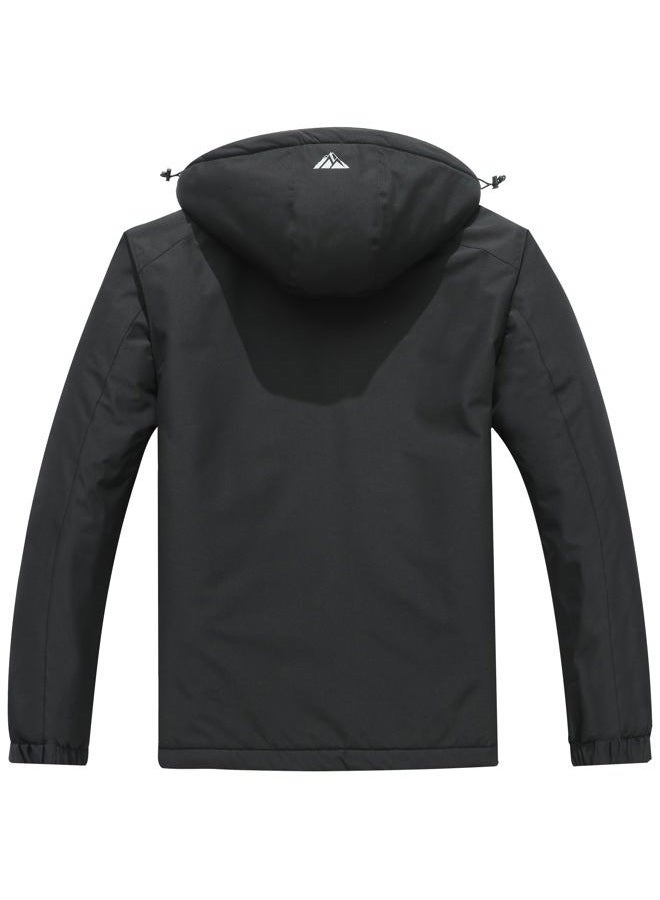 MAOYSSEN Men's Winter Ski Snow Jacket - Warm Fleece Lined Parka, Water-Resistant Raincoat For Cold Outdoor Sports, Black, XL - Image 2