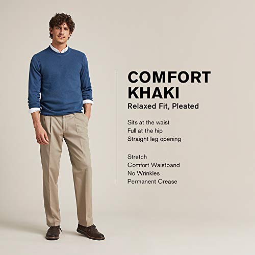 Dockers Men's Relaxed Fit Comfort Khaki Pants-Pleated, Black Metal, 38W x 34L - Image 4