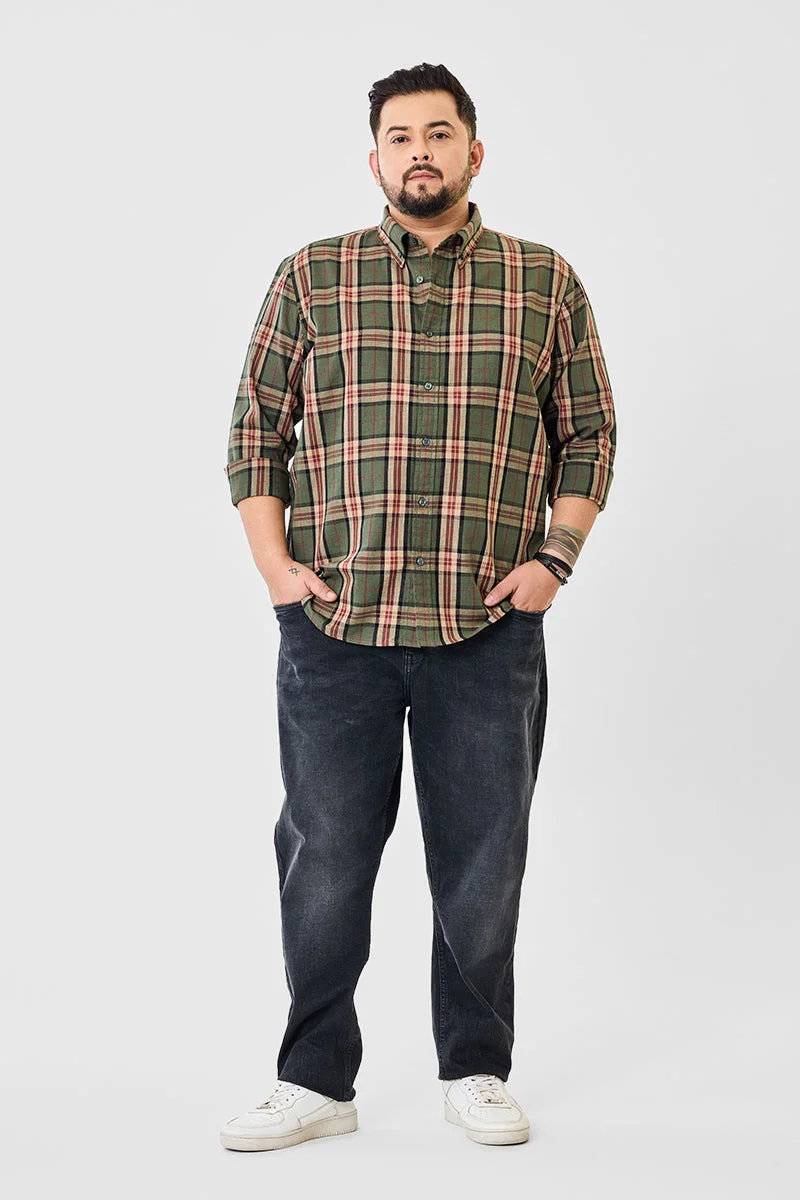 SNITCH Linen Blend Plaid Plus Size Shirt