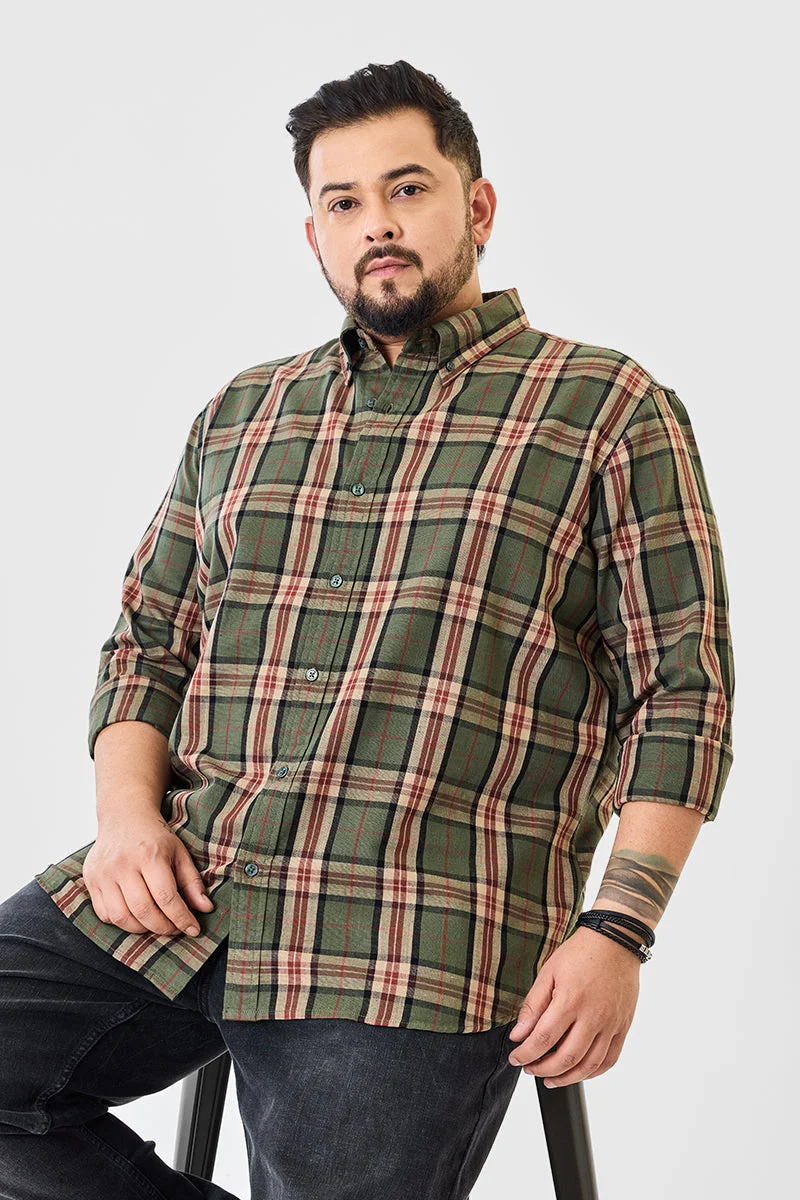SNITCH Linen Blend Plaid Plus Size Shirt
