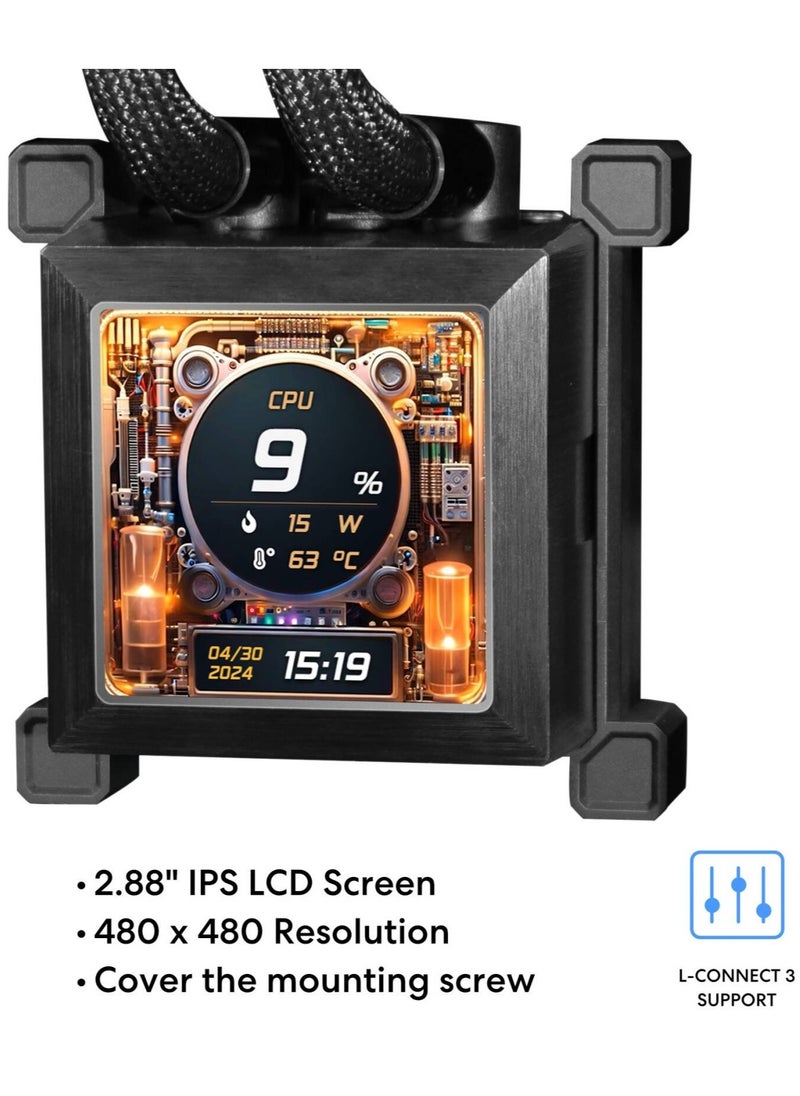 LIAN LI - Hydroshift 360 AIO - Pre-Installed 3 TL Fans, Side-Mounted Coolant Pathway, 2.88” LCD Screen 480 x 480 Res. Captured Images & Recorded Videos -LGA 1851,1700, 1200, AM5, AM4 - Image 1