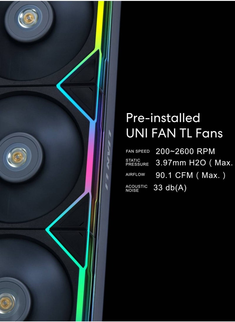 LIAN LI - Hydroshift 360 AIO - Pre-Installed 3 TL Fans, Side-Mounted Coolant Pathway, 2.88” LCD Screen 480 x 480 Res. Captured Images & Recorded Videos -LGA 1851,1700, 1200, AM5, AM4 - Image 1