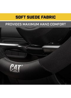 CAT Comfortable and Stylish Chrome Logo Durable Steering Wheel Protection Cover Black 14.5-15.5 Inch CASW-6201-BK  - Image 2