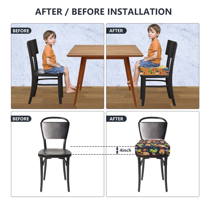 yeroly Toddler Booster Seat for Dining Table,4 Inches Washable Double Safer Straps Non-Slip Bottom Booster Seat for Kids, Portable Travel High Density Sponge Detachable Increasing Cushion for Child... - Image 5