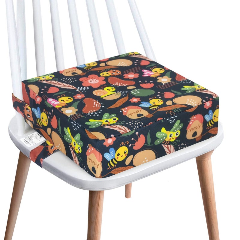 yeroly Toddler Booster Seat for Dining Table,4 Inches Washable Double Safer Straps Non-Slip Bottom Booster Seat for Kids, Portable Travel High Density Sponge Detachable Increasing Cushion for Child... - Image 1