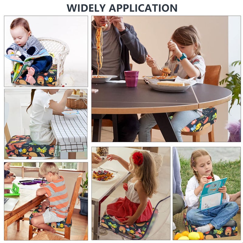 yeroly Toddler Booster Seat for Dining Table,4 Inches Washable Double Safer Straps Non-Slip Bottom Booster Seat for Kids, Portable Travel High Density Sponge Detachable Increasing Cushion for Child... - Image 4