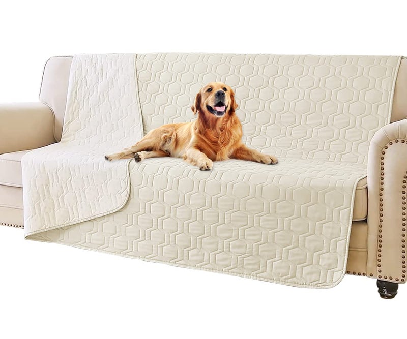 Tcksstex Waterproof and AntiSlip Dog Bed Cover and Pet Blanket Sofa Pet Bed Mat car Incontinence Mattress Protectors Furniture Couch Cover for Most Cats Dogs Pets52x82Ivory
