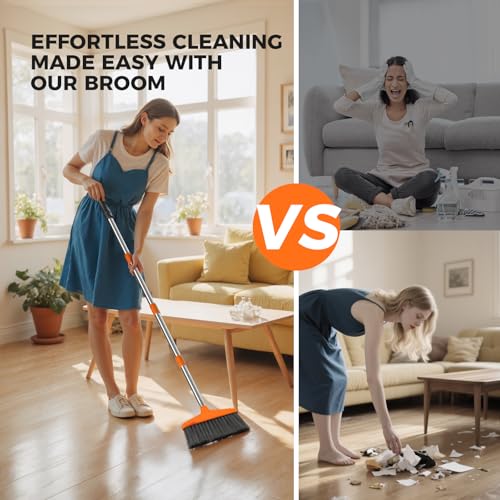 Nodirz Handy Broom, Indoor/Outdoor Brooms, Duty Kitchen Broom, for Home Garage Kitchen Office Courtyard Lobby Patio Lawn Concrete (1, Orange) - Image 5