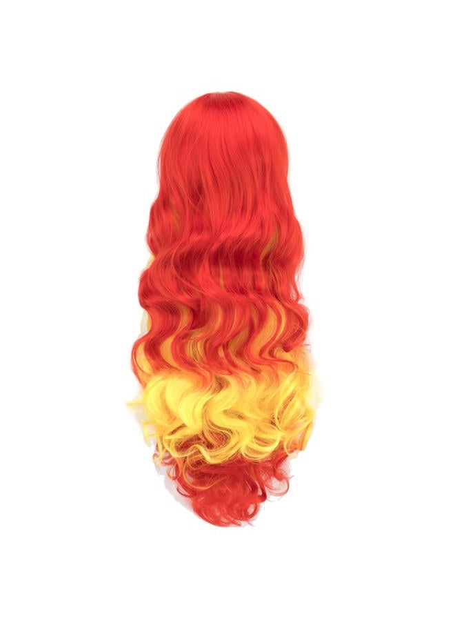 IMISSU Flag Color Design Hair Cosplay Wigs with Bangs Halloween Costume Wig (ES Flag Red Yellow Red) - Image 4