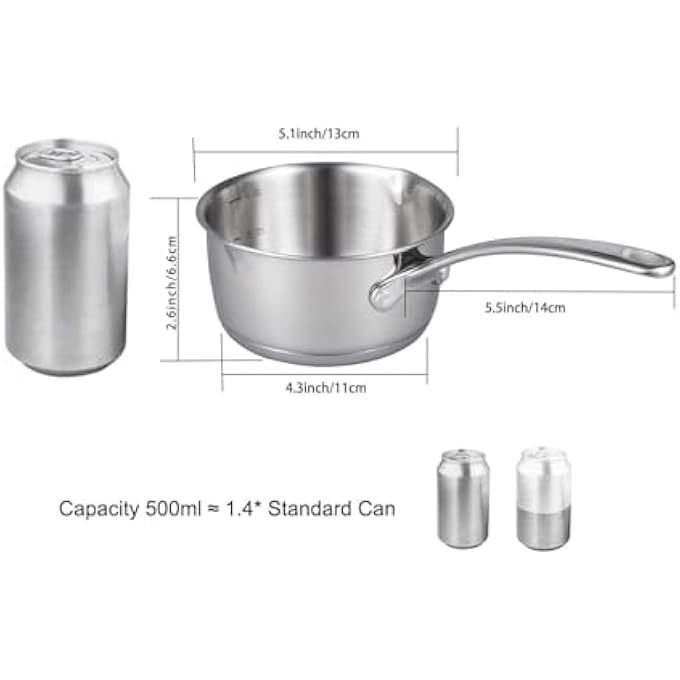 IMEEA 17Oz500Ml Heavy Duty 1810 TriPly Stainless Steel Butter Warmer Pan With Dual Pour Spouts 05Quart - Image 4