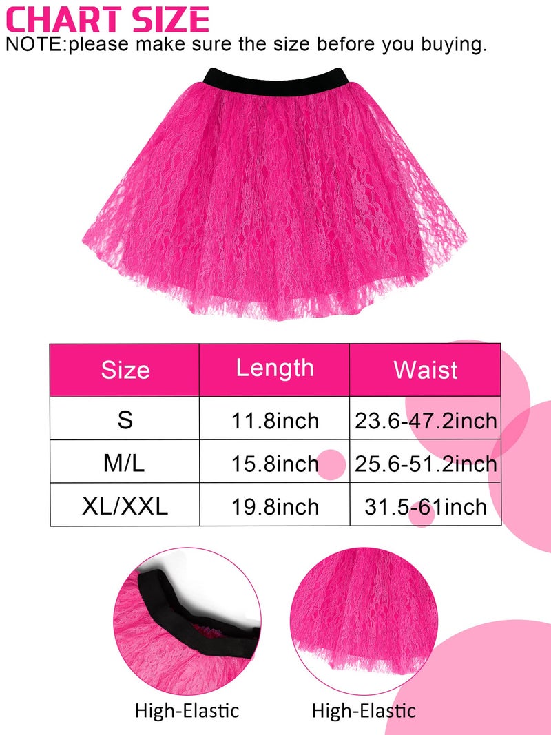 Vabean 19 Pcs 80s Costume Set T Shirt Leggings Tutu Skirt Headband Necklace Bracelets Earrings Gloves Leg Warmers for Women (Black Leggings,Large) - Image 3