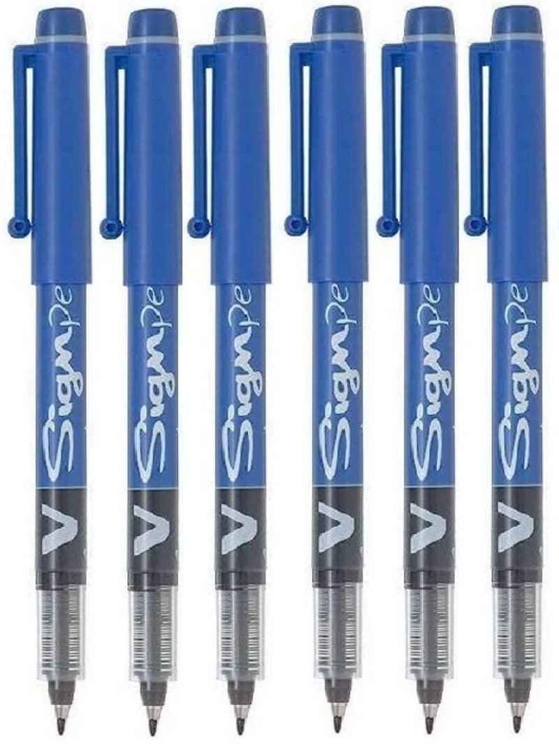 Pilot Blue V Sign Pen Liquid Ink Medium 2mm Nib Tip 0.6mm Line Width V-Sign Fibre Tip Point Marker Graphics SW-VSP (Pack of 6) - Image 5