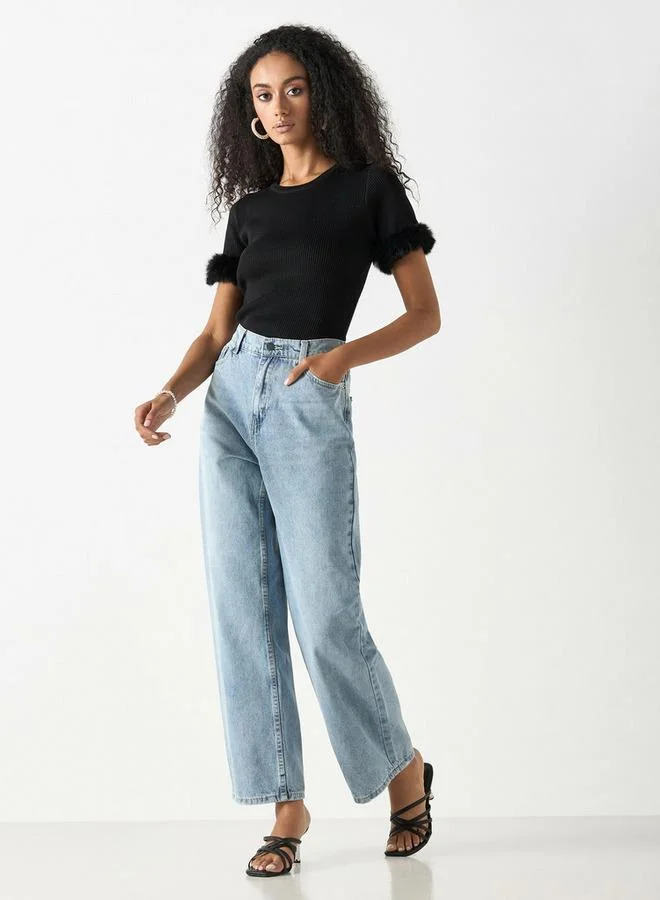 2Xtremz 2Xtremz Wide Leg Jeans with Button Closure