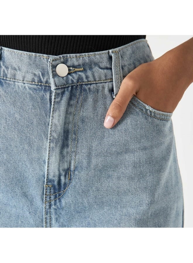 2Xtremz 2Xtremz Solid Wide Leg Jeans with Button Closure - Image 1