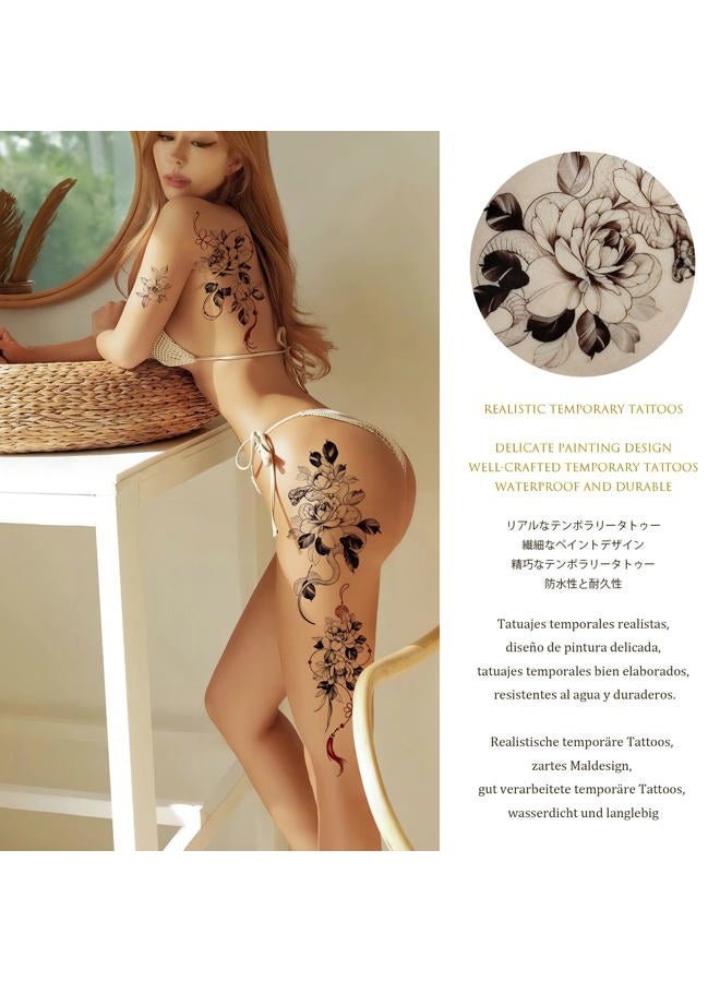 Roarhowl Popular nowadays, oriental elements of big flowers, temporary tattoos for women 10 designs - Image 5