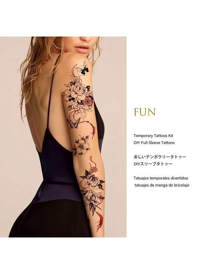 Roarhowl Popular nowadays, oriental elements of big flowers, temporary tattoos for women 10 designs - Image 3
