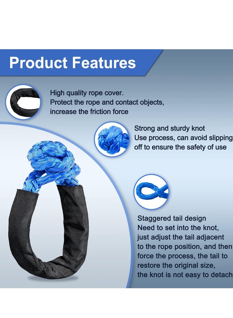 Synthetic Soft Shackle Rope 1/2 Inch X 22 Inch (38,000lbs Breaking Strength) Soft Shackle Recovery Rope for Sailing SUV ATV 4X4 Truck Jeep Recovery Climbing Towing (Blue, 2-Pack) - Image 5