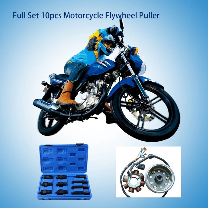 Motorcycle Flywheel Puller: 10-Piece Tool Grade Carbon Steel Set - Universal Fit Flywheel Removal Tool for Motorcycle, Dirt Bike and ATV Repair & Maintenance - Image 4