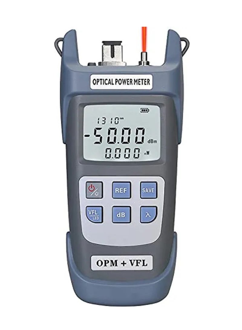 مقياس طاقة الألياف الضوئية -50~+26dBm مع VFL10MW وإضاءة LED مع موصل عالمي SC/FC/ST