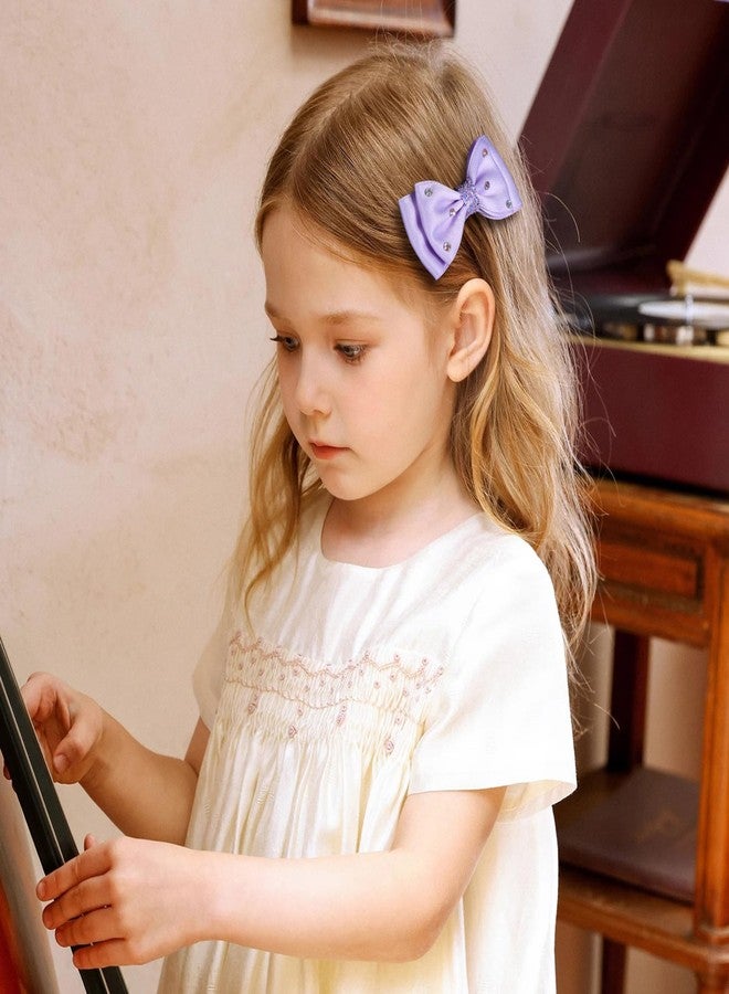 CHIROGRAPHY 2 PCS Rhinestone Bow Hair Clips for Women and Girls | Glitter Center Hair Bows with Sparkling Stones | Stylish Non-Slip Hairpins Hair Accessories for Daily Use and Events (Purple) - Image 3